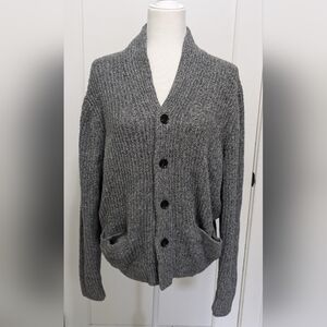 VTG Abercrombie & Fitch Gray Boyfriend Grandpa Cardigan Sweater XL Pockets